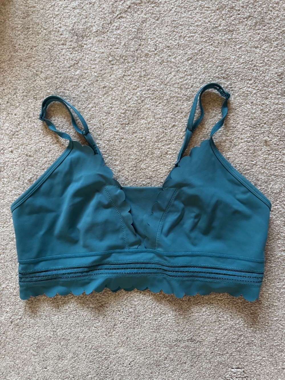 FP Movement by Free People Teal Scallop-Edge Bralette